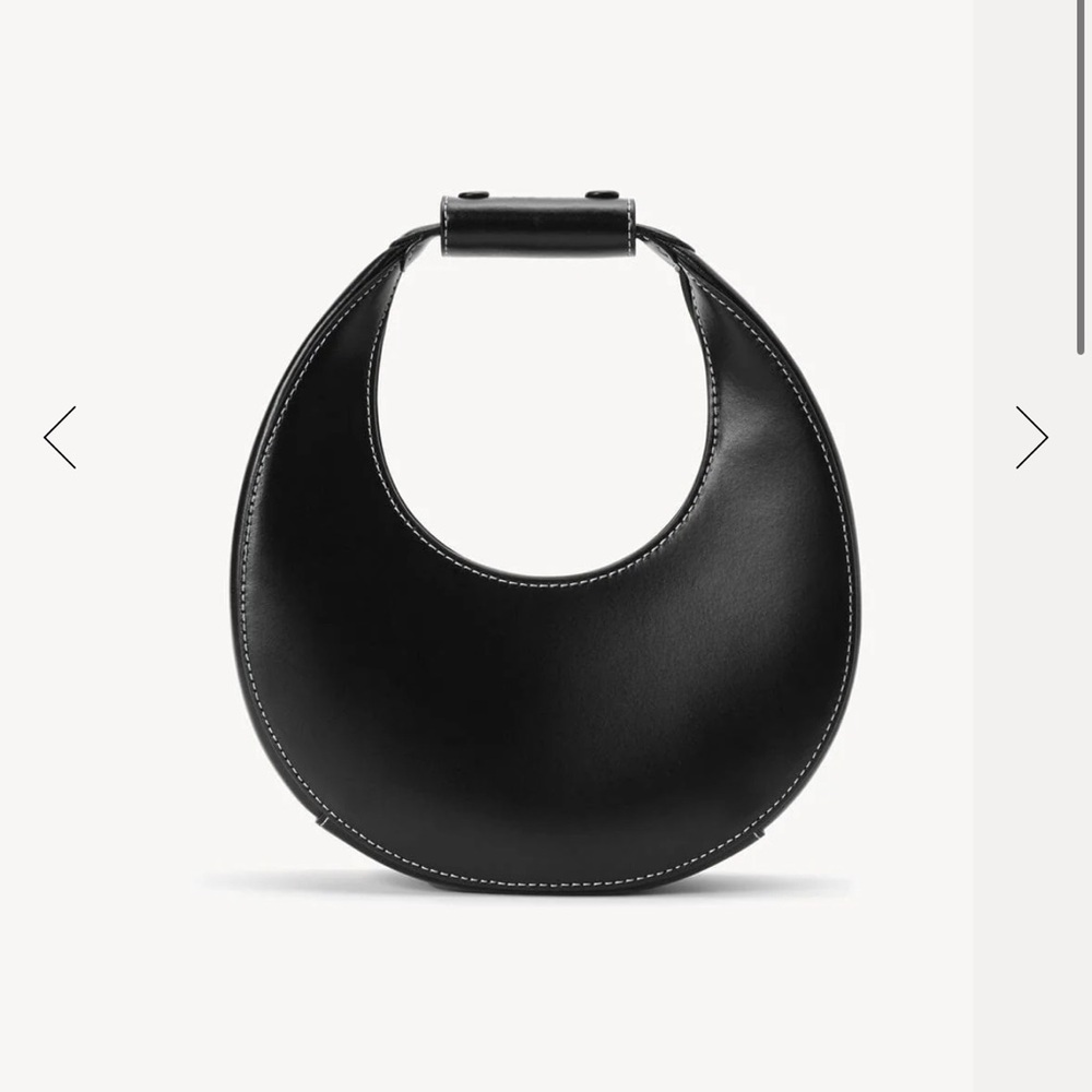 STAUD Mini Moon Black Leather Bag
